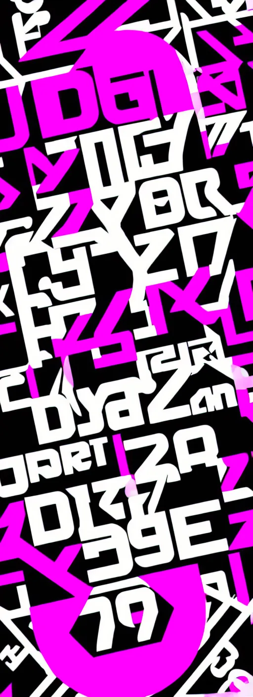 Image similar to digital vector y 2 k typography logotype, white and black and fuchsia colors, kawaii cyber pixie, graphic design