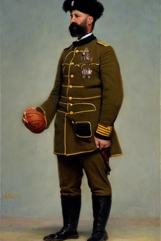 Image similar to full body portrait of the dictator of the memphis grizzlies, 1 8 8 9, in full military garb, oil on canvas by william sidney mount, trending on artstation