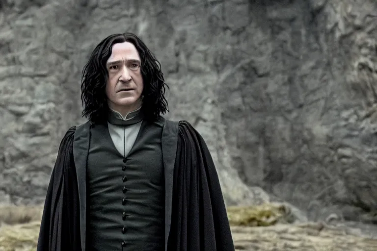 Image similar to film still of Shia LaBeouf as Severus Snape in Harry Potter and the Cursed Child, 4k