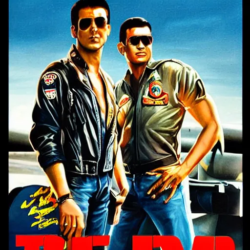 Image similar to painted movie poster for top gun, ghana movie poster style