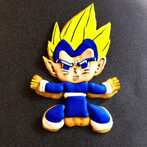 Prompt: Vegeta made from cookie, baking artwork, extremely detailed, 8k, trending on Artstation