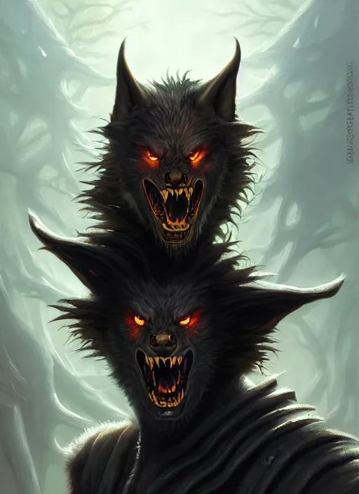 Image similar to a _ fantasy _ style _ portrait _ painting _ of werewolf, dnd, wicked, oil _ painting _ unreal _ 5 _ daz. _ rpg _ portrait _ extremely _ detailed _ artgerm _ greg _ rutkowski _ greg