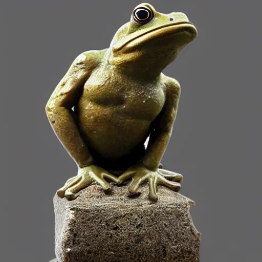 Image similar to greek statue of a buff frog