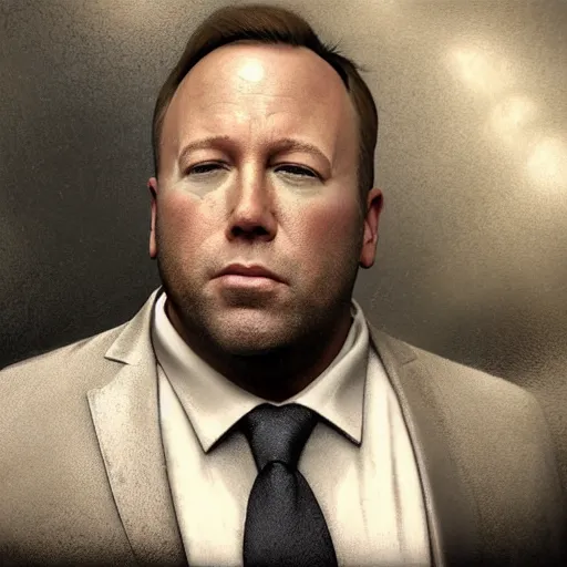 Image similar to hyperrealistic mixed media image of a scantily dressed alex jones from info wars, stunning 3 d render inspired art by istvan sandorfi and greg rutkowski, perfect facial symmetry, realistic, highly detailed attributes and atmosphere, dim volumetric cinematic lighting, 8 k octane extremely hyper - detailed render, post - processing, masterpiece,