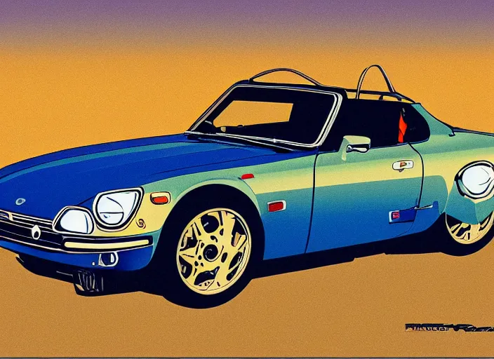 Prompt: highly detailed datsun fairlady roadster, retro minimalist art by jean giraud, moebius starwatcher comic, sharp, 8 k