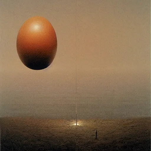 Image similar to the biggest egg ever seen, beksinski