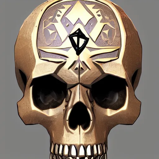 Image similar to ornate diamond skull, style of sea of thieves, detailed, beautiful lighting, high quality, artstation