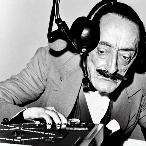 Prompt: salvador dali on the dj decks