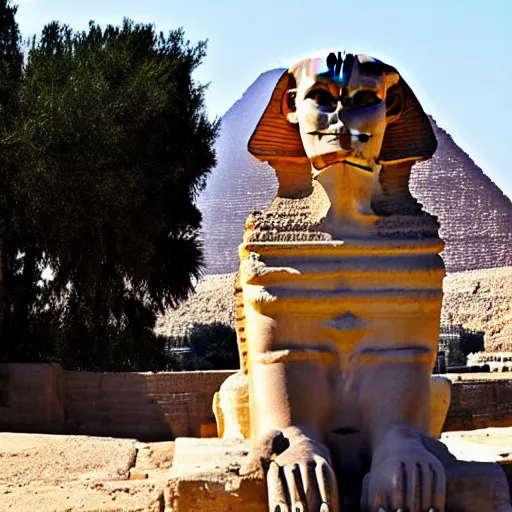 Image similar to sphinx of giza, freshly built