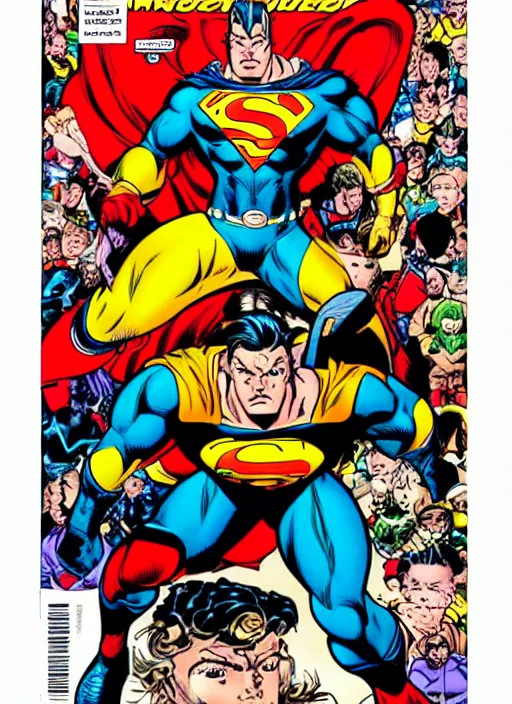 Image similar to 1 9 9 8 issue of jla cover depicting kyle raynor by ed mcguinness, masterpiece ink illustration,