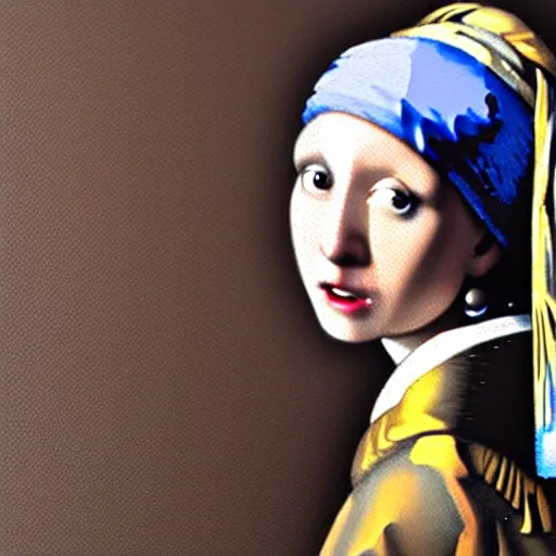 Prompt: girl with a pearl earring with the face of donal trump