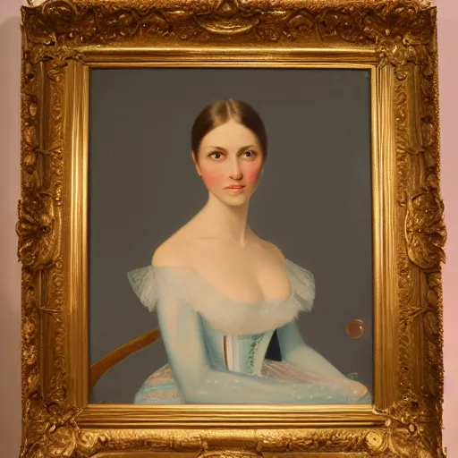 Image similar to a portrait of elsa jean in an 1 8 5 5 painting by elisabeth jerichau - baumann. painting, oil on canvas