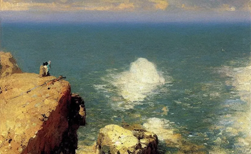 Image similar to high quality high detail painting by ilya repin, hanging from the edge of the cliff, hd