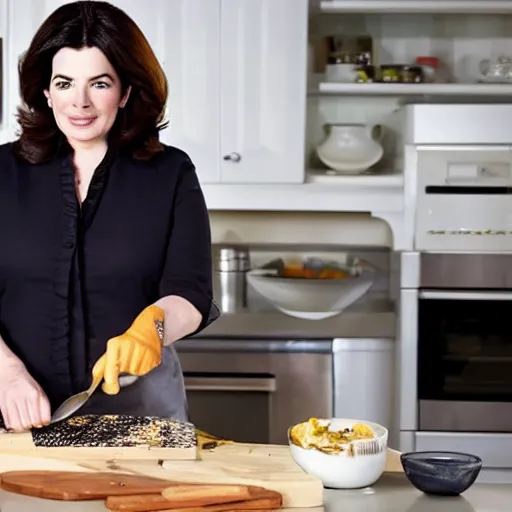 Image similar to nigella lawson cooking a meal in the kitchen