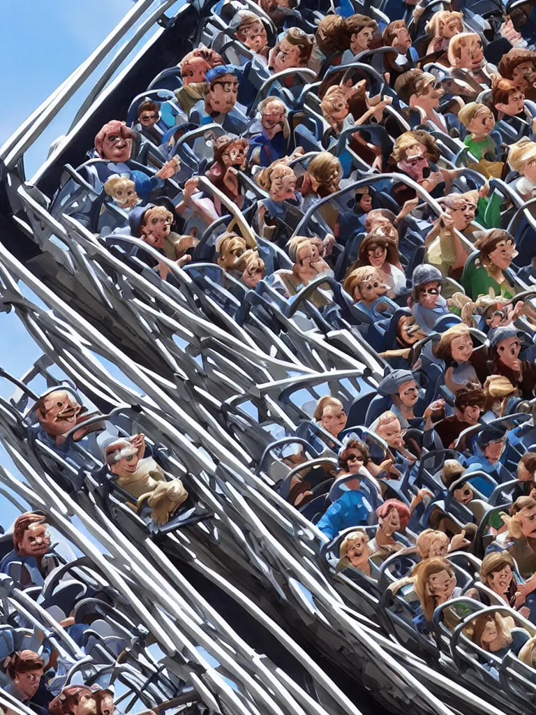 Image similar to closeup faces on a roller coaster by disney concept artists, blunt borders, rule of thirds