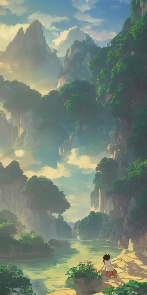 Image similar to i've been trying to call, style of studio ghibli, makoto shinkai, raphael lacoste, louis comfort tiffany, artgerm, james jean, ross tran, animation style, hd, ultra wide angle