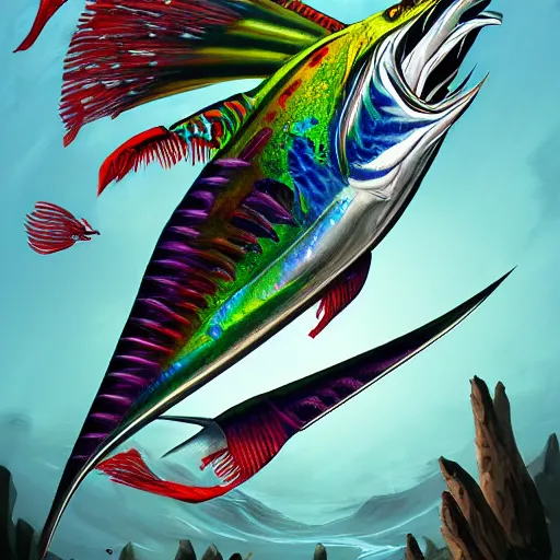 Image similar to zombified tribal sailfish, trending on artstation, ultra fine detailed, hyper detailed, hd, concept art, digital painting