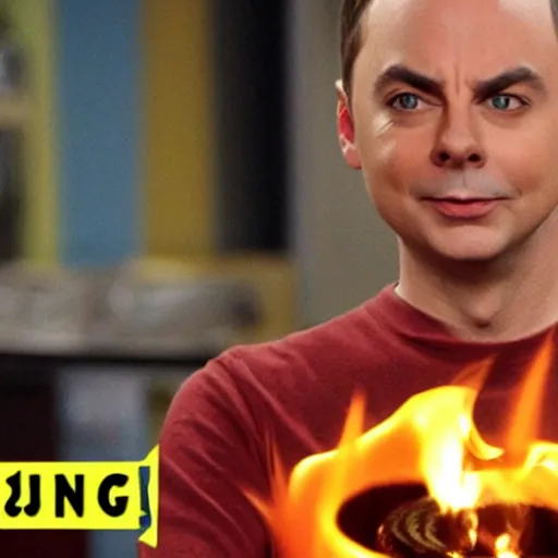 Prompt: sheldon cooper burning ring