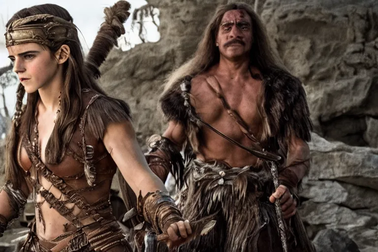 Prompt: emma watson as conan the barbarian, movie still, 8 k, realistic