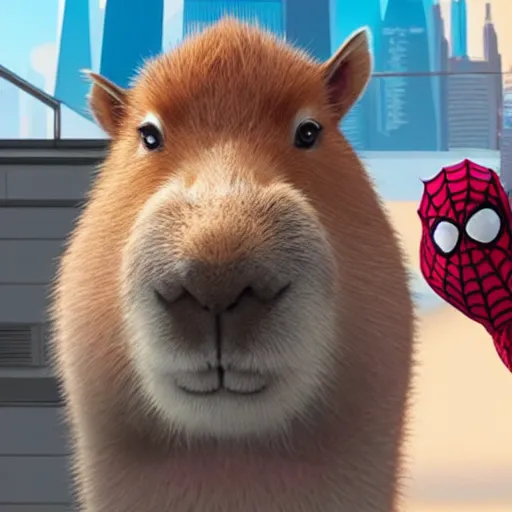 Image similar to a capybara in the style of spiderverse animation