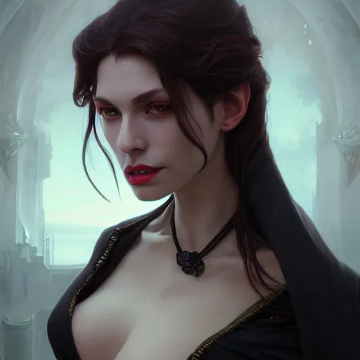 Image similar to perfectly - centered - portrait - photograph of evil vampire, super highly detailed, professional digital painting, artstation, concept art, smooth, sharp focus, no blur, no dof, extreme illustration, unreal engine 5, 8 k, art by artgerm and greg rutkowski and alphonse mucha loish and wlop