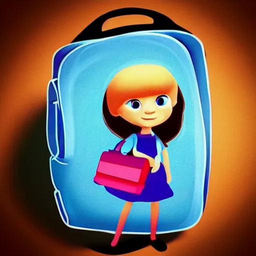 Image similar to “ a little girl with school bag in pixar style ”