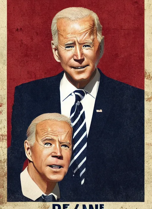 Image similar to biden, an elderly and wrinkled channing tatum portray united states president joe biden, minimalist movie poster, theatrical poster, fan art, digital art, trending on artstation