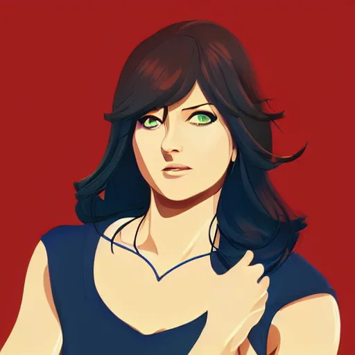 Image similar to lucy lawless, clean cel shaded vector art. shutterstock. behance hd by lois van baarle, artgerm, helen huang, by makoto shinkai and ilya kuvshinov, rossdraws, illustration.