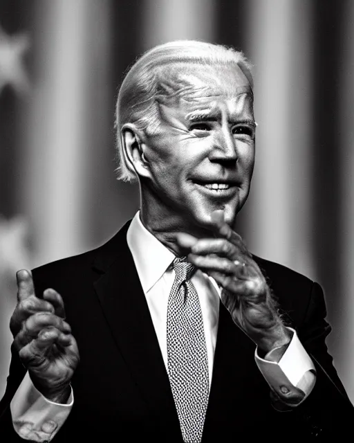 Image similar to a black and white photograph of joe biden, in the style of dorthy lang, realistic, vintage, antiqued look, grainy film