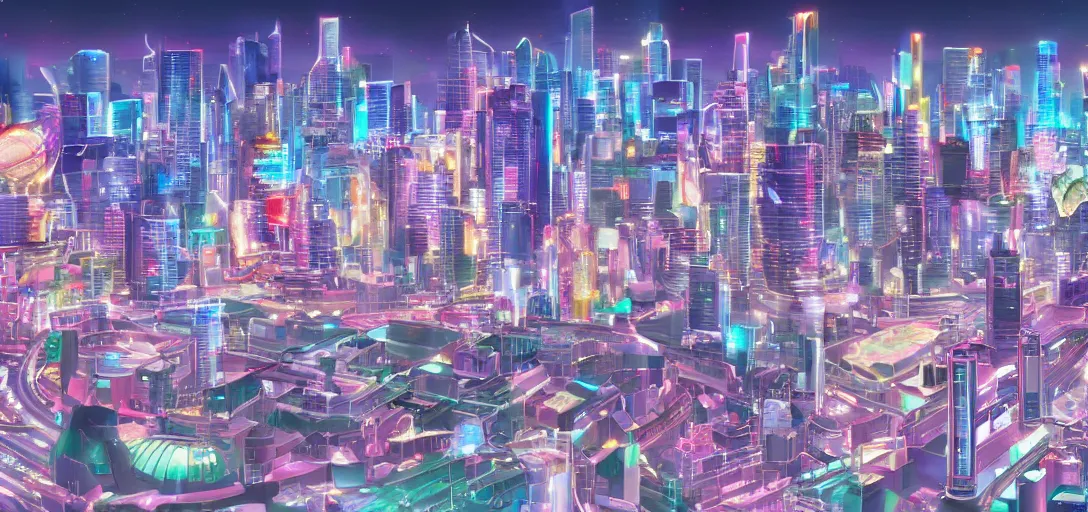 The city of Crystal Tokyo from Sailor Moon, circa the | Stable Diffusion