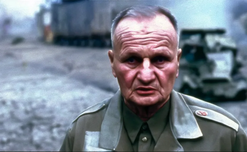 Image similar to Old Karol Wojtyła in a still from the movie Full Metal Jacket (1987), 4k, high quality