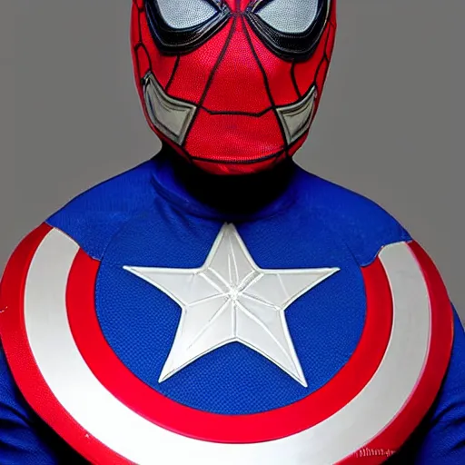 Prompt: captain america with spiderman mask, photo