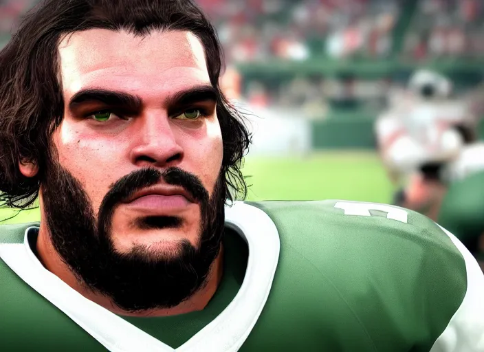 Prompt: facial portrait of a football player on the sidelines, offensive lineman che guevara, reddit contest winner, madden 2 1, ps 4, character design