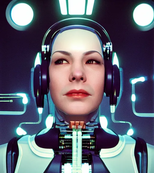 Image similar to portrait of a cyborg taking off her human mask, revealing circuits and wires, octane render, alex ross