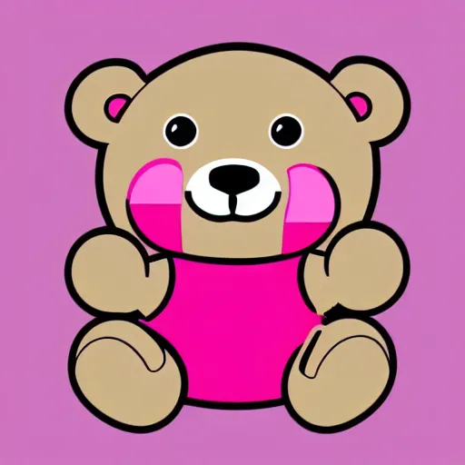 Image similar to a cute pink cuddly bear wearing headphones vector logo