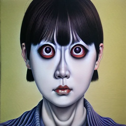 Image similar to mythos of ego. ethos of id. by junji ito, hyperrealistic photorealism acrylic on canvas