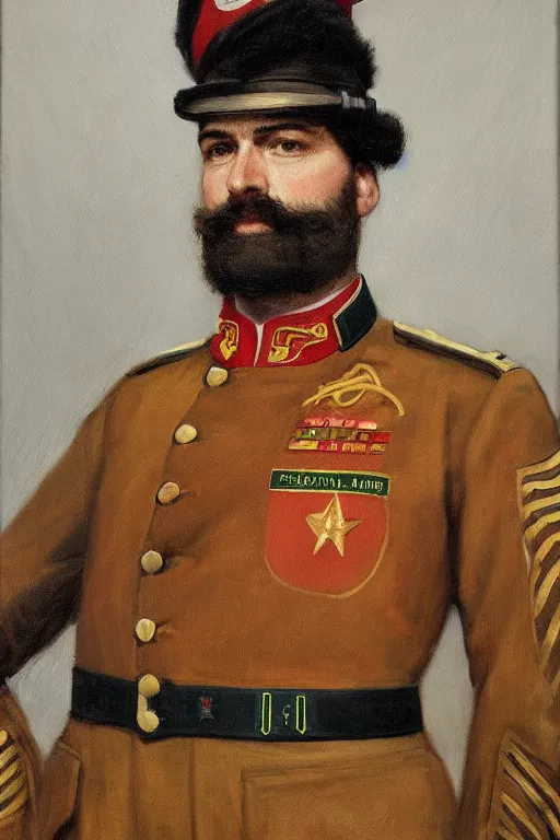 Prompt: full body portrait of the dictator of the seattle supersonics, 1 8 8 9, in full military garb, oil on canvas by william sidney mount, trending on artstation