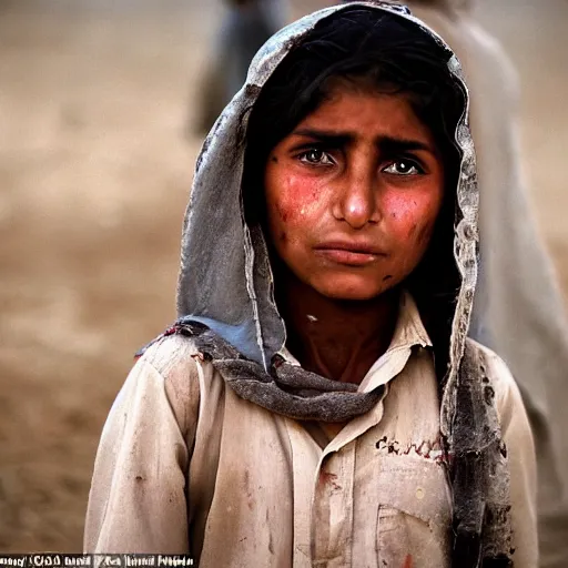 Image similar to the haunting expression, a mixture of pain and resilience, of a child thought to be around 1 2, was dubbed the afghan girl. she became a symbol of war, displacement and defiance after american photographer steve mccurry captured her image in a refugee camp in peshawar, on the afghanistan - pakistan border