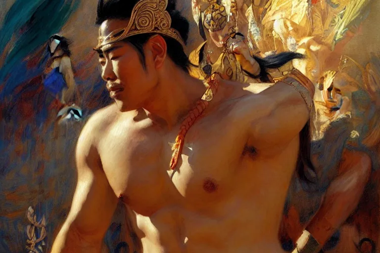 Image similar to asian mythology, painting by gaston bussiere, craig mullins, j. c. leyendecker, tom of finland