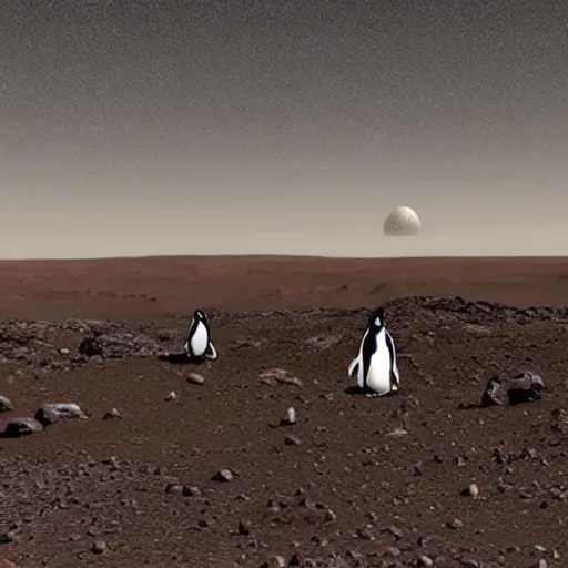 Image similar to giant penguins were spotted on mars