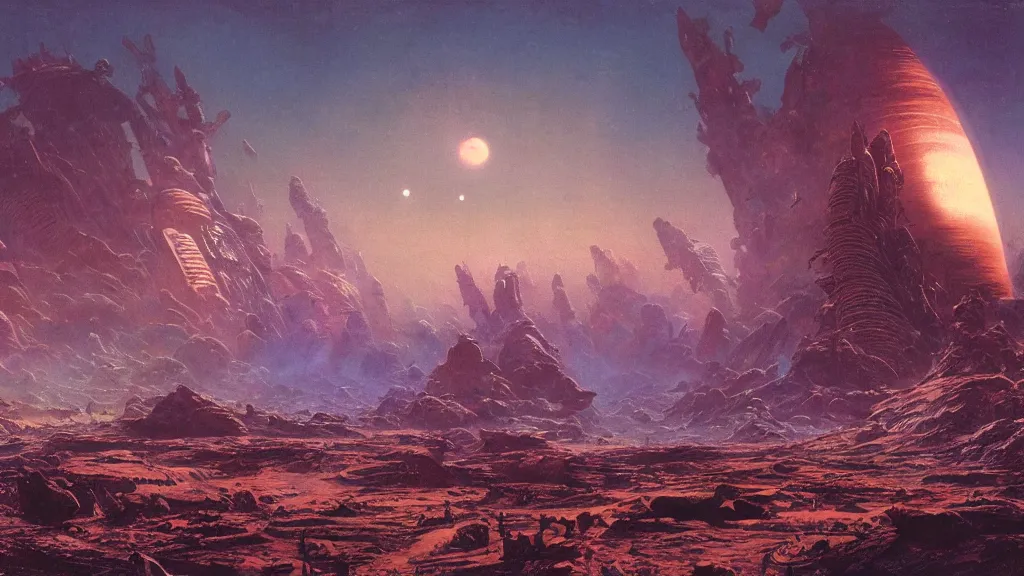 Image similar to alien planet, an empire in upheaval by arthur haas and bruce pennington, cinematic matte painting