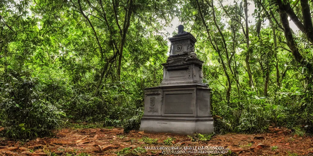 Image similar to A colonial monument in the middle of the jungle, 4k, DSLR camera photo,