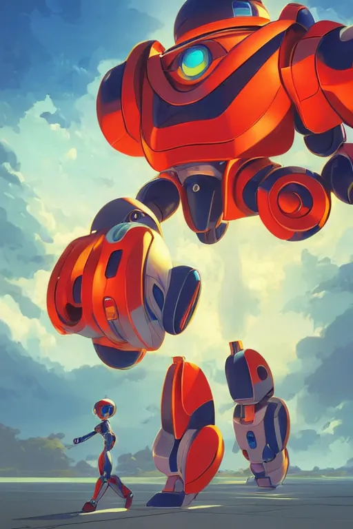 Image similar to metabots medabots medarotto medarot robot minimalist comics, behance hd by jesper ejsing, by rhads, makoto shinkai and lois van baarle, ilya kuvshinov, rossdraws global illumination ray tracing hdr radiating a glowing aura