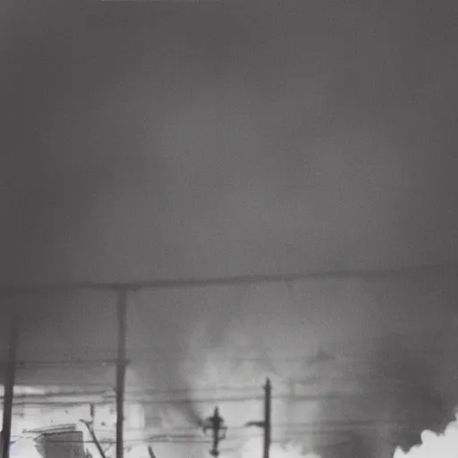 Prompt: analog photograph of an old wooden house on fire, big smoke clouds visible, film grain, depth of field, bokeh