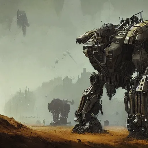 Image similar to fierce organic four legged mech, highly detailed, complex rendering, dramatic lighting, artstation, art by jakub rozalski