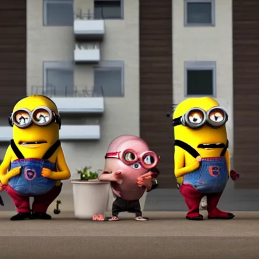 Image similar to evil minions raiding an apartment