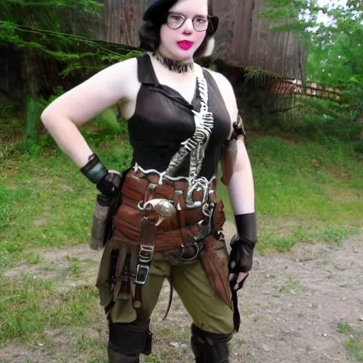 Prompt: full body photo of female dieselpunk warrior