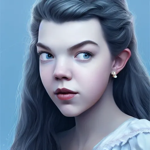 Image similar to a portrait of anya taylor - joy as a pixar character, beautiful, elegant, extremely detailed digital art, trending on artstation hyper realistic matte painting, by wlop, artgerm