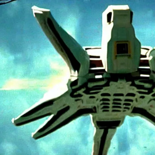 Prompt: mothership from independence day (1996) destroying a mcdonalds