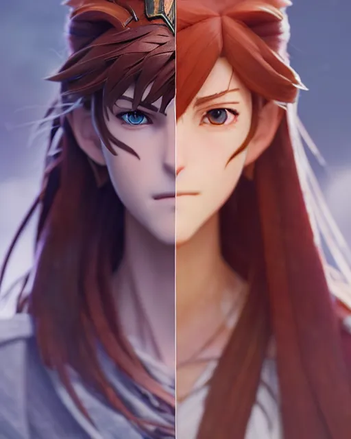 Image similar to azctec warrior, katherine mcnamara, detailed perfect face, exquisite details, fire magic, mid view, design on a white background, by studio muti, greg rutkowski makoto shinkai takashi takeuchi studio ghibli